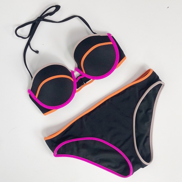 Victoria's Secret Other - Victoria’s Secret Black & Neon Trim Bikini